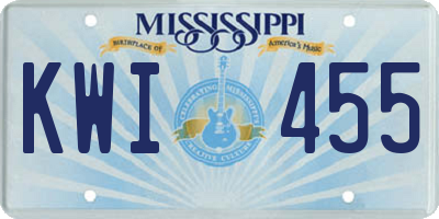 MS license plate KWI455