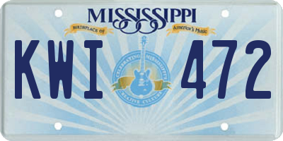 MS license plate KWI472