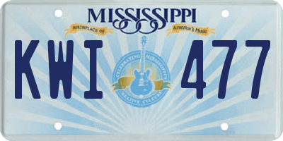 MS license plate KWI477