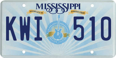 MS license plate KWI510