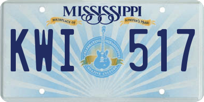 MS license plate KWI517