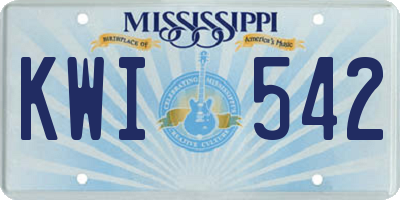 MS license plate KWI542