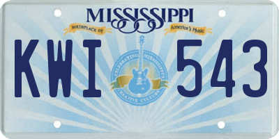MS license plate KWI543