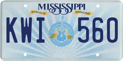 MS license plate KWI560