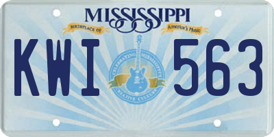 MS license plate KWI563