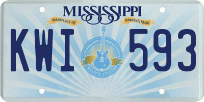 MS license plate KWI593