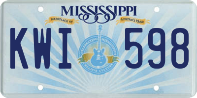 MS license plate KWI598