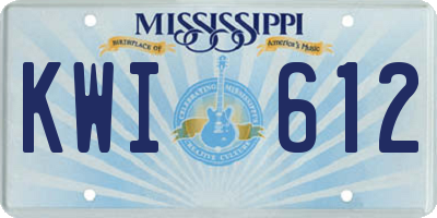 MS license plate KWI612