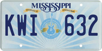 MS license plate KWI632