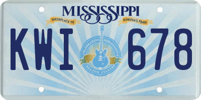 MS license plate KWI678