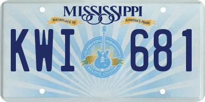MS license plate KWI681