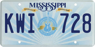 MS license plate KWI728