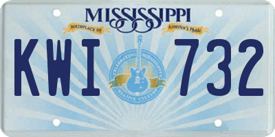 MS license plate KWI732