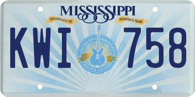 MS license plate KWI758