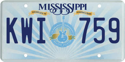 MS license plate KWI759
