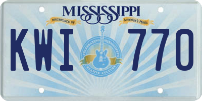 MS license plate KWI770