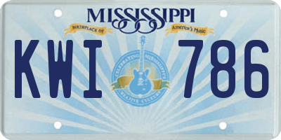 MS license plate KWI786