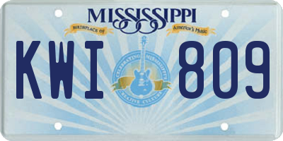 MS license plate KWI809