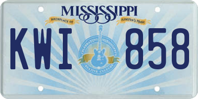 MS license plate KWI858