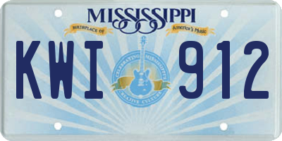 MS license plate KWI912