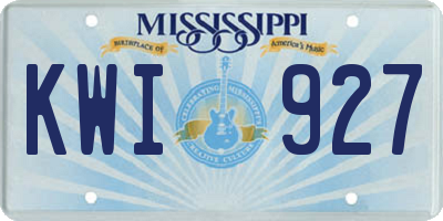 MS license plate KWI927
