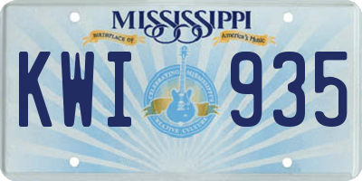 MS license plate KWI935