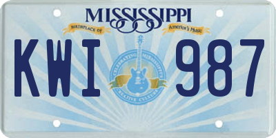 MS license plate KWI987