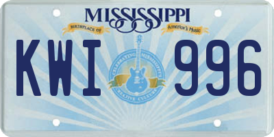 MS license plate KWI996