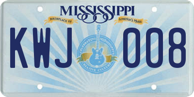 MS license plate KWJ008