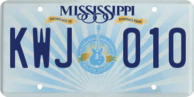 MS license plate KWJ010
