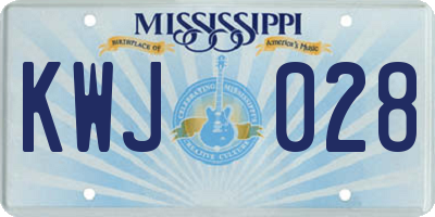MS license plate KWJ028