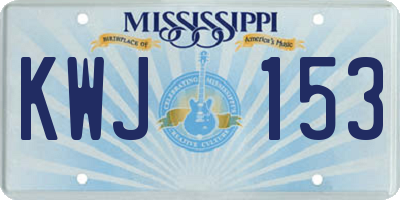 MS license plate KWJ153