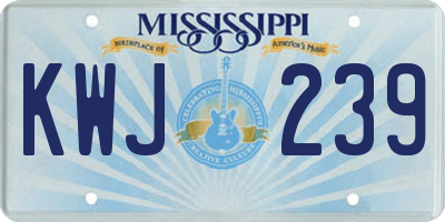 MS license plate KWJ239