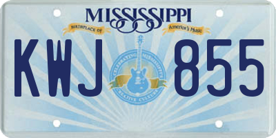 MS license plate KWJ855