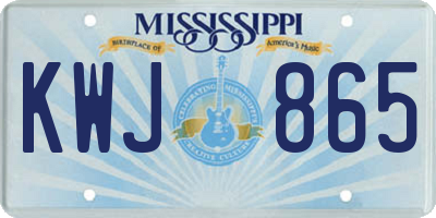 MS license plate KWJ865