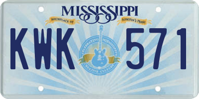 MS license plate KWK571