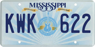 MS license plate KWK622