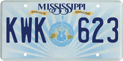MS license plate KWK623