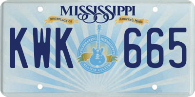 MS license plate KWK665