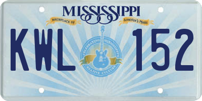 MS license plate KWL152