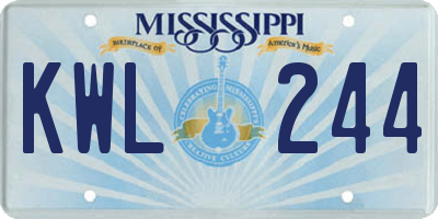 MS license plate KWL244