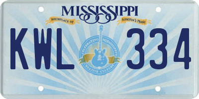 MS license plate KWL334