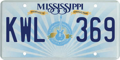 MS license plate KWL369