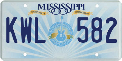 MS license plate KWL582