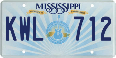 MS license plate KWL712