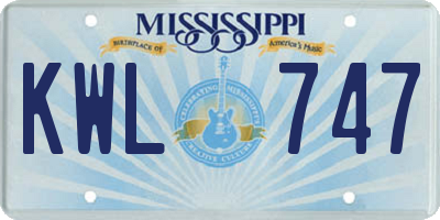 MS license plate KWL747