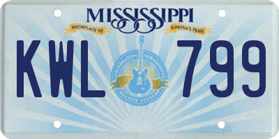 MS license plate KWL799