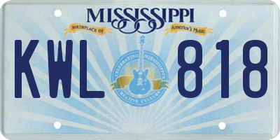 MS license plate KWL818