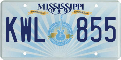 MS license plate KWL855