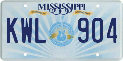 MS license plate KWL904